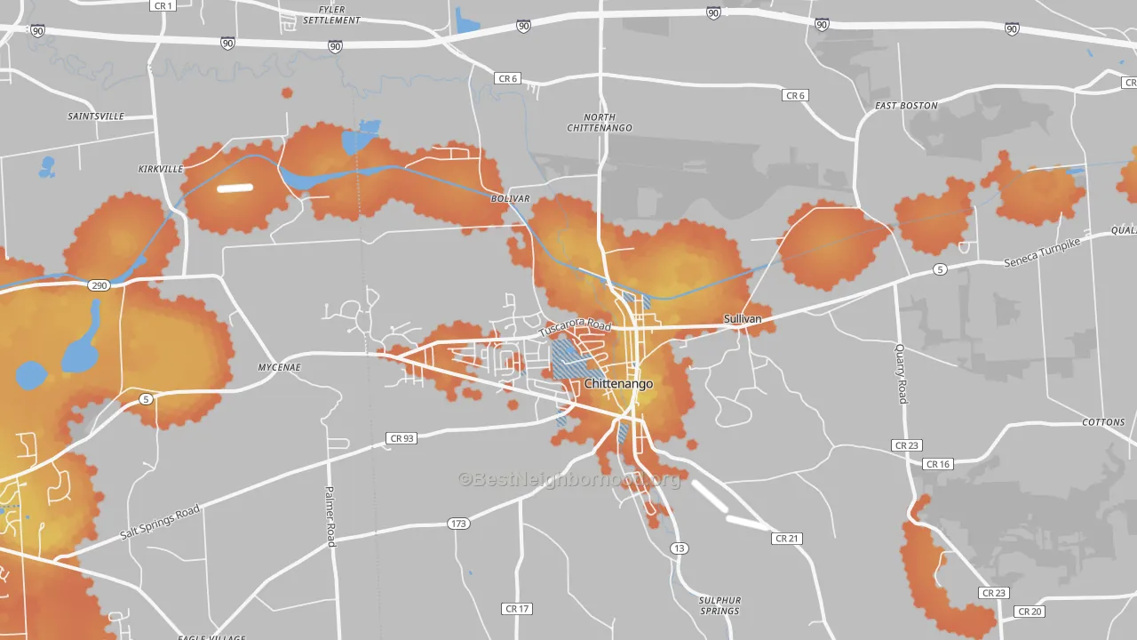 Bike Grade map of 13037, NY