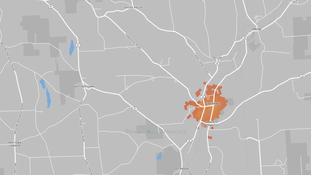 Bike Grade map of 13040, NY