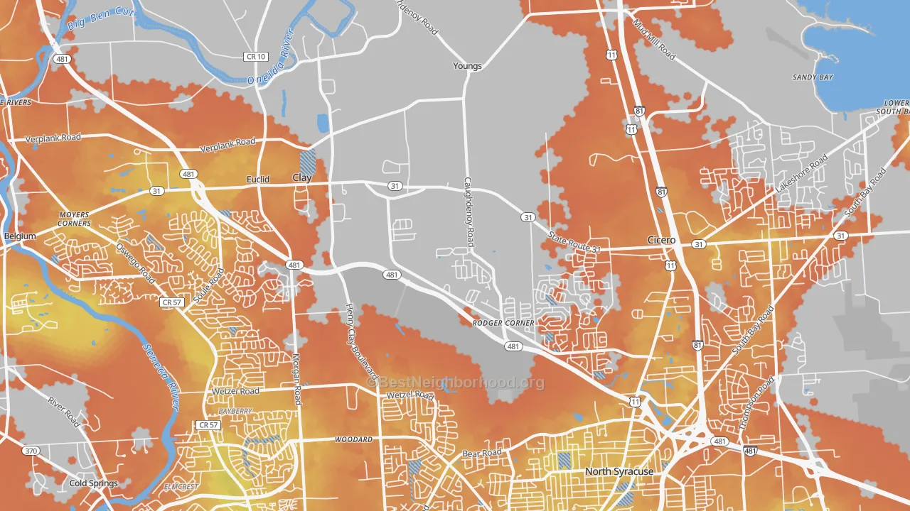 Bike Grade map of 13041, NY