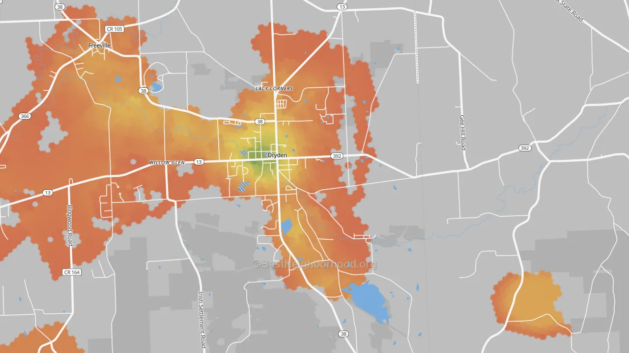 Bike Grade map of 13053, NY