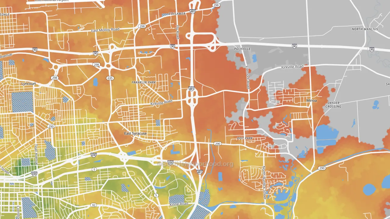 Bike Grade map of 13057, NY