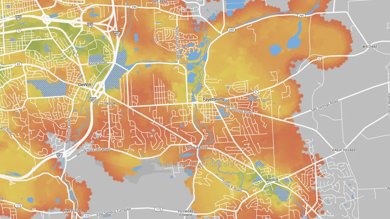 Bike Grade map of 13066, NY