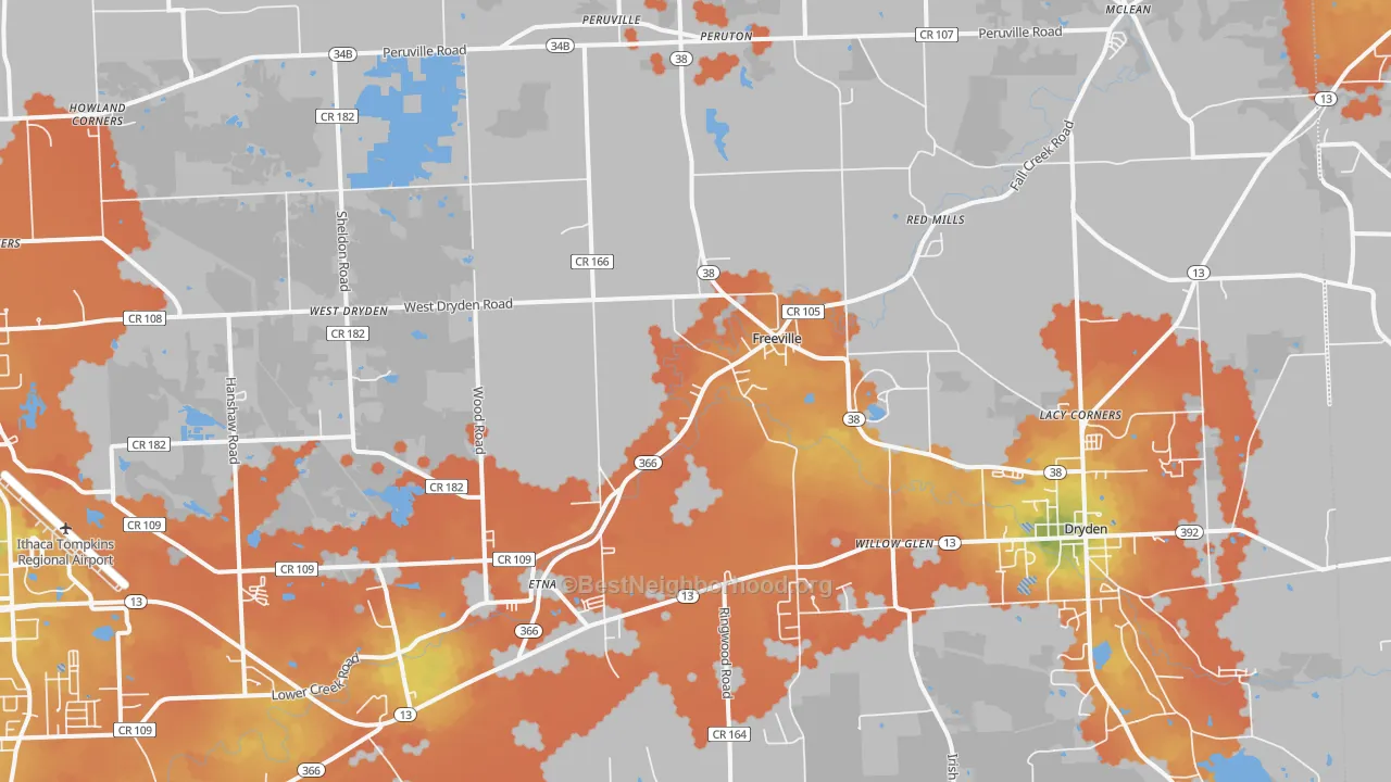Bike Grade map of 13068, NY