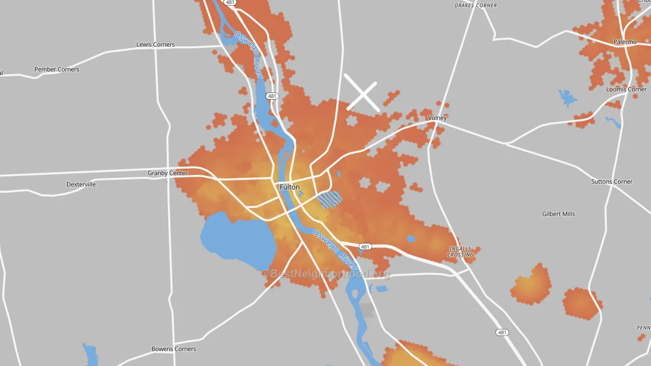 Bike Grade map of 13069, NY