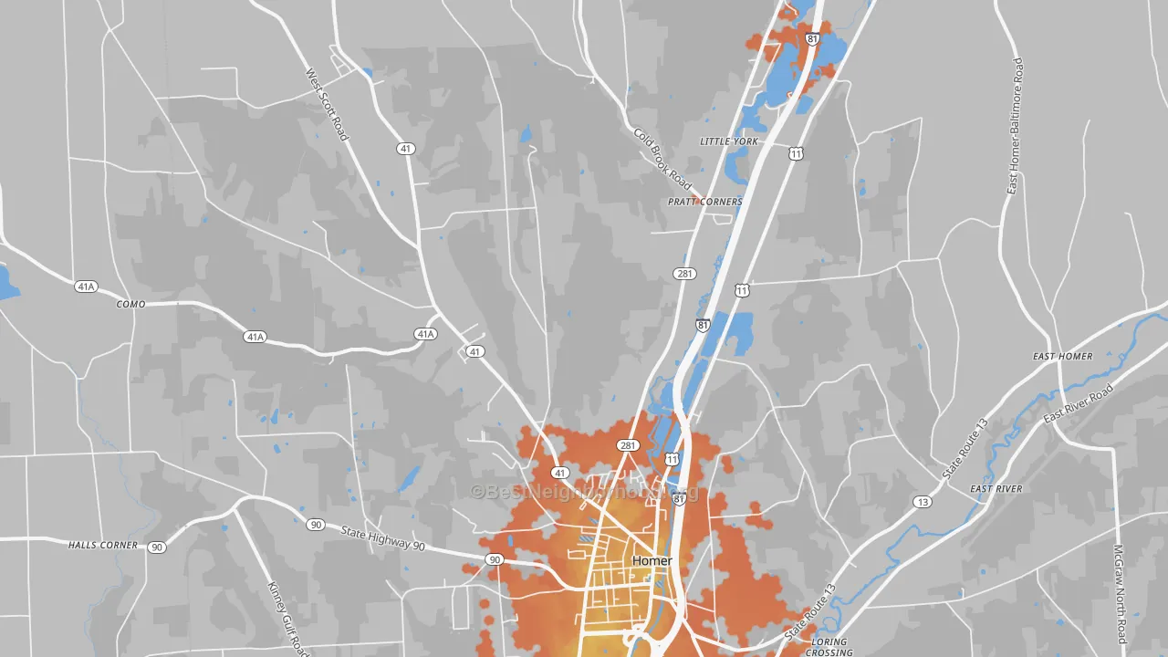 Bike Grade map of 13077, NY