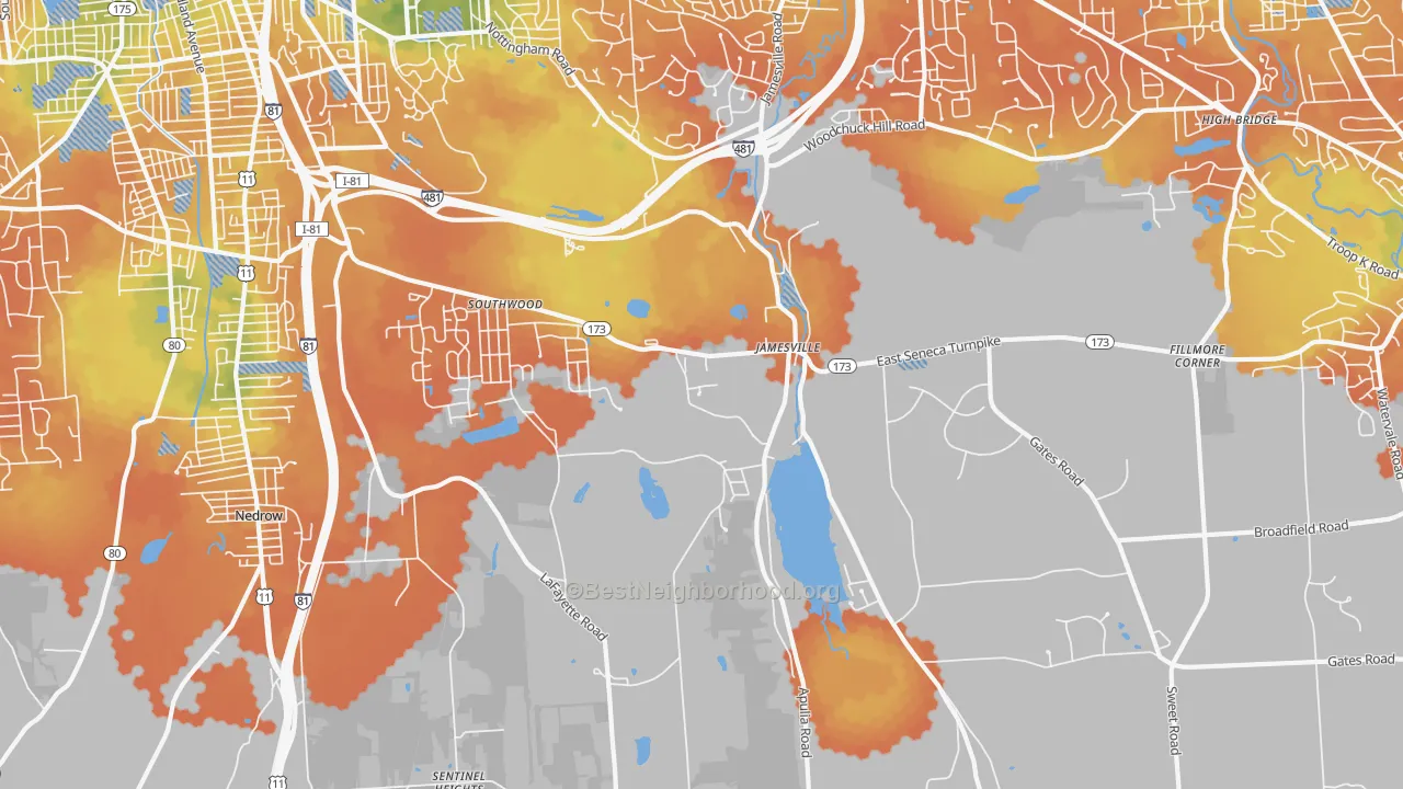 Bike Grade map of 13078, NY