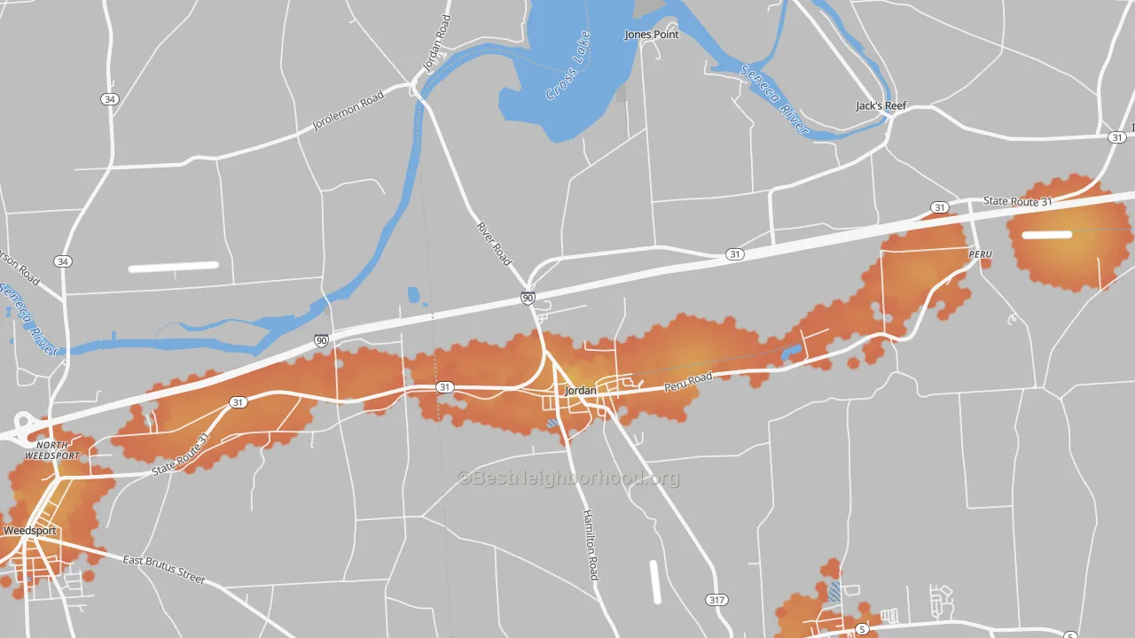 Bike Grade map of 13080, NY