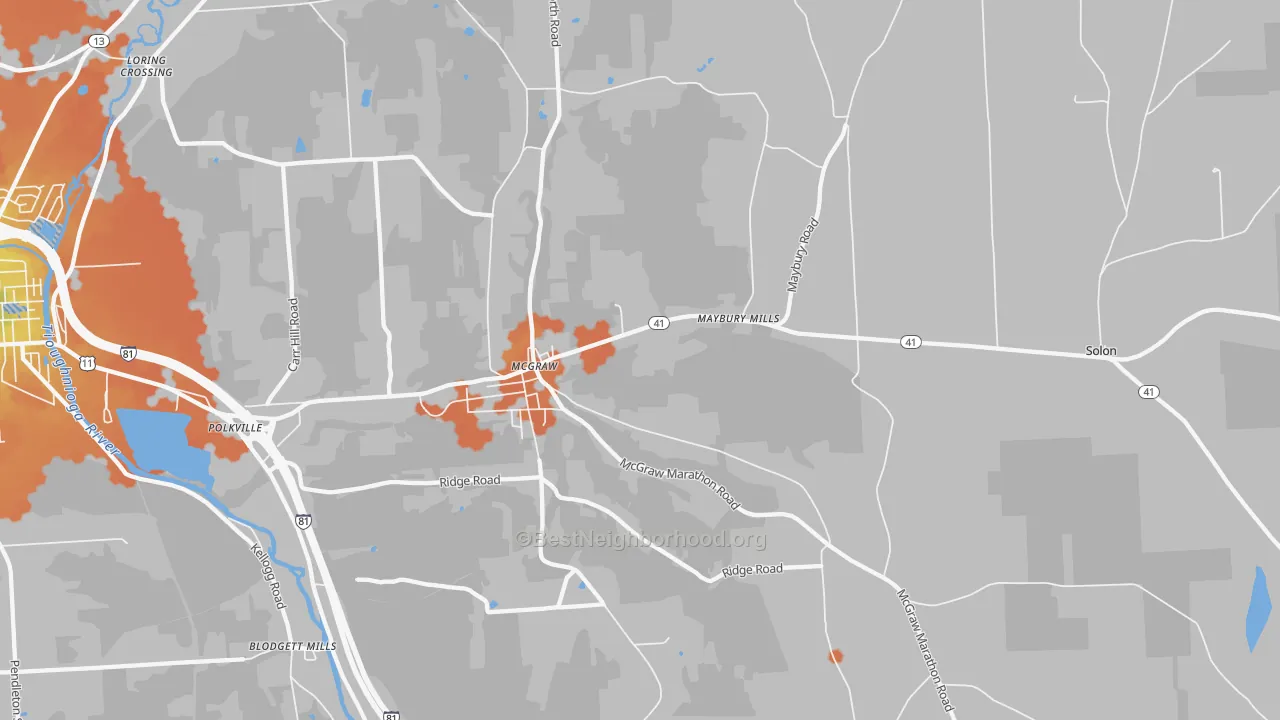 Bike Grade map of 13101, NY