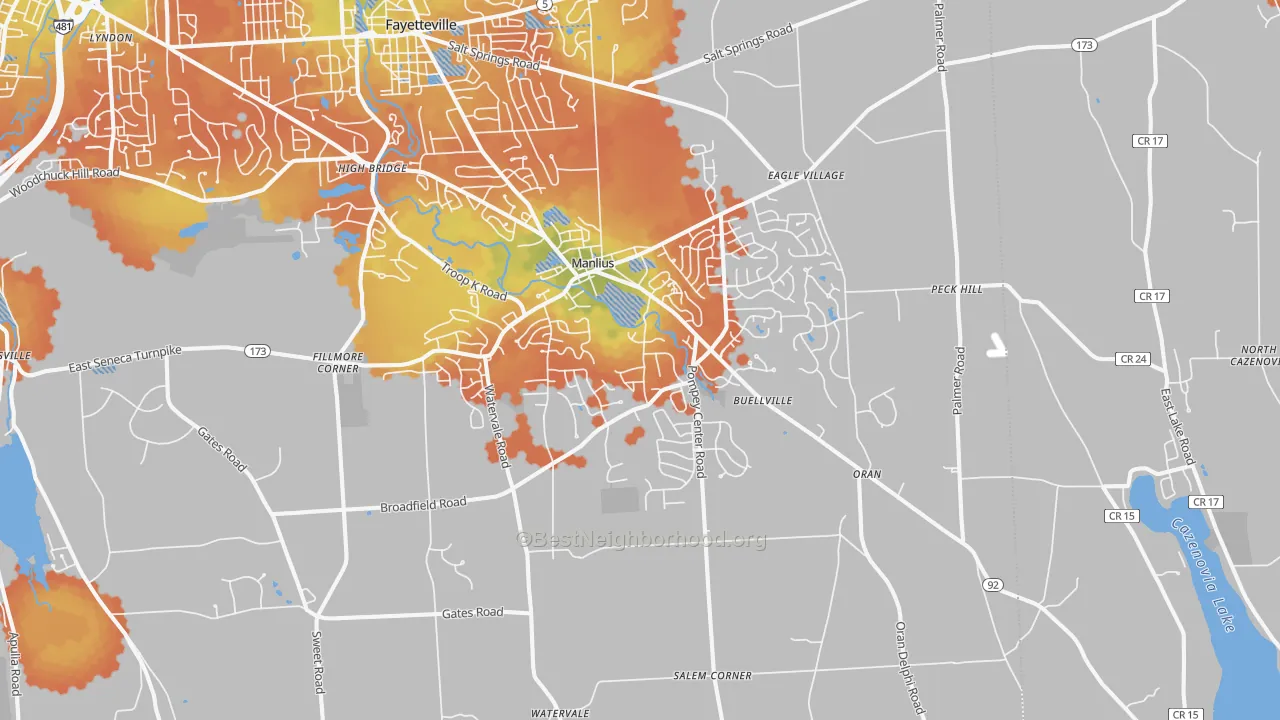 Bike Grade map of 13104, NY