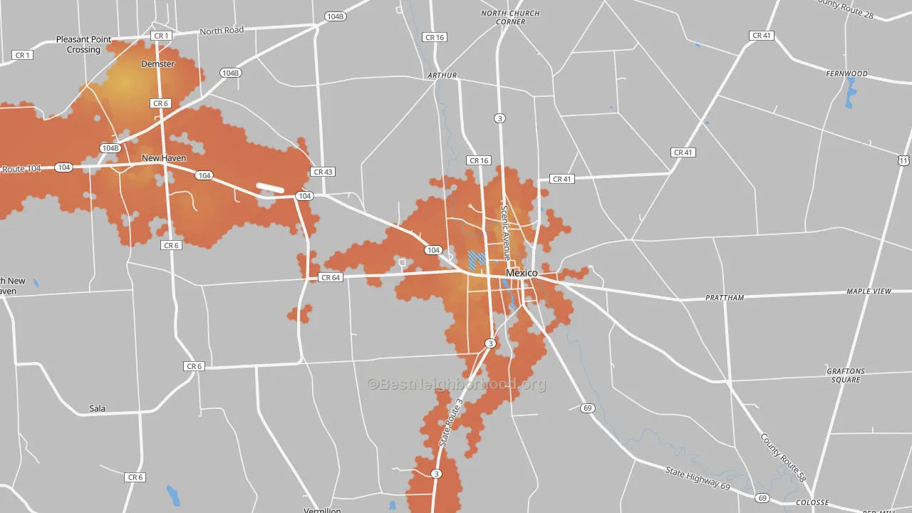 Bike Grade map of 13114, NY