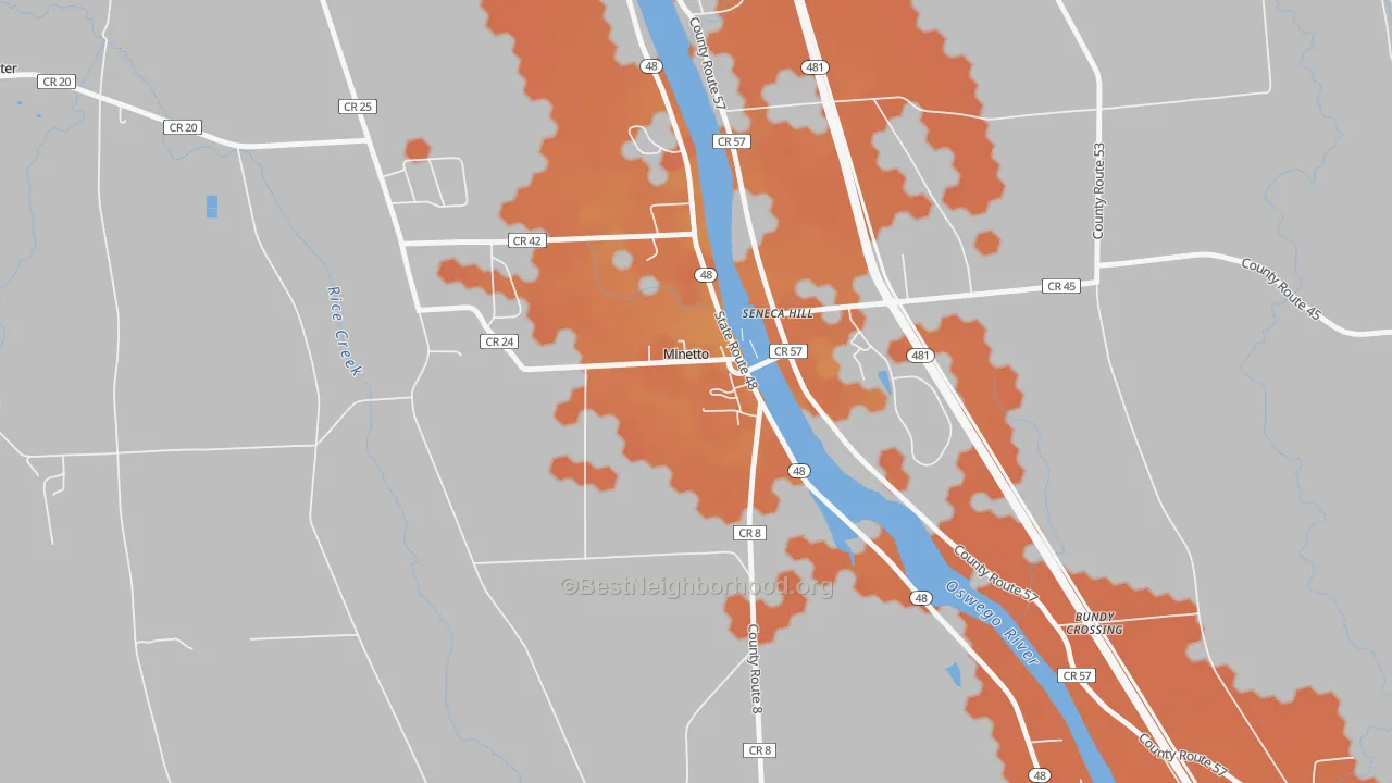 Bike Grade map of 13115, NY