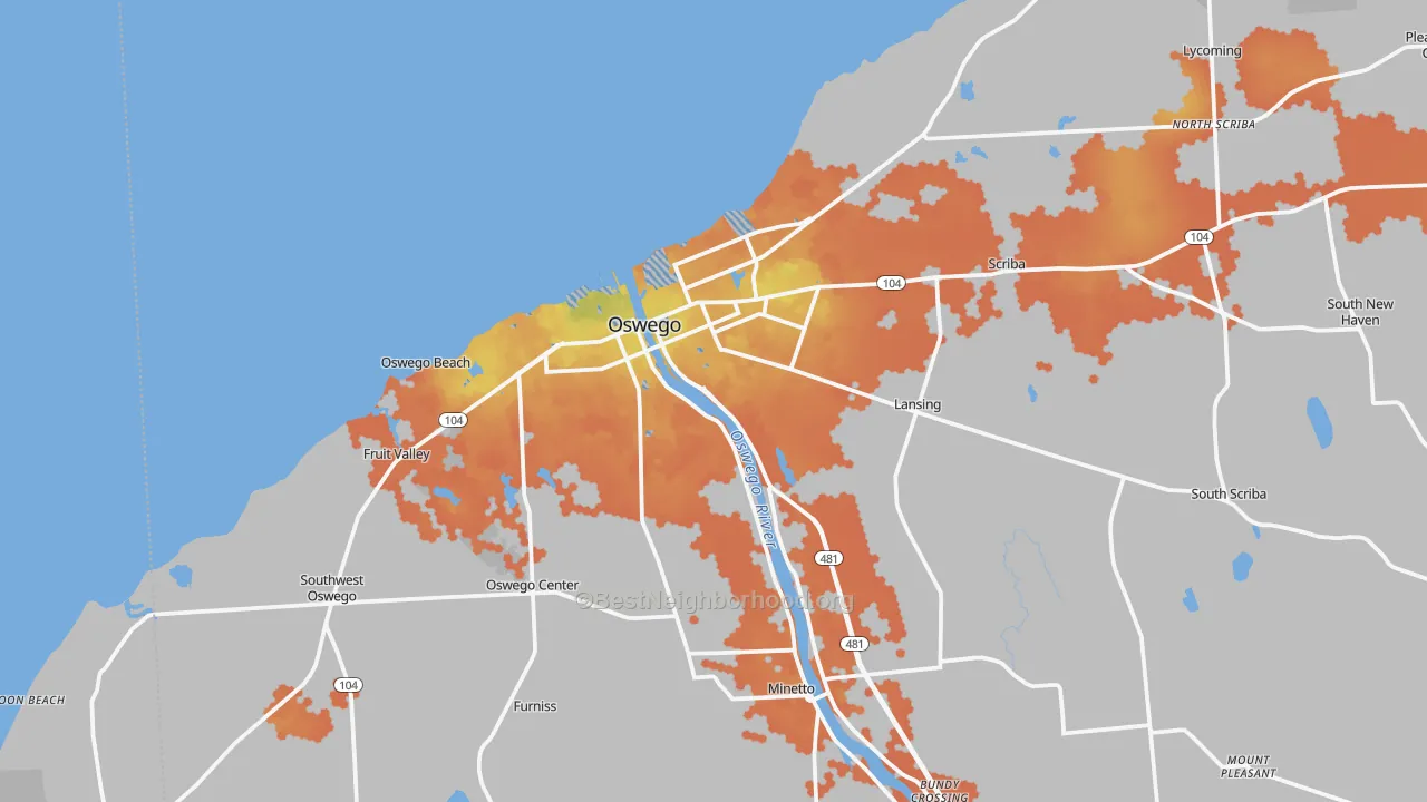 Bike Grade map of 13126, NY