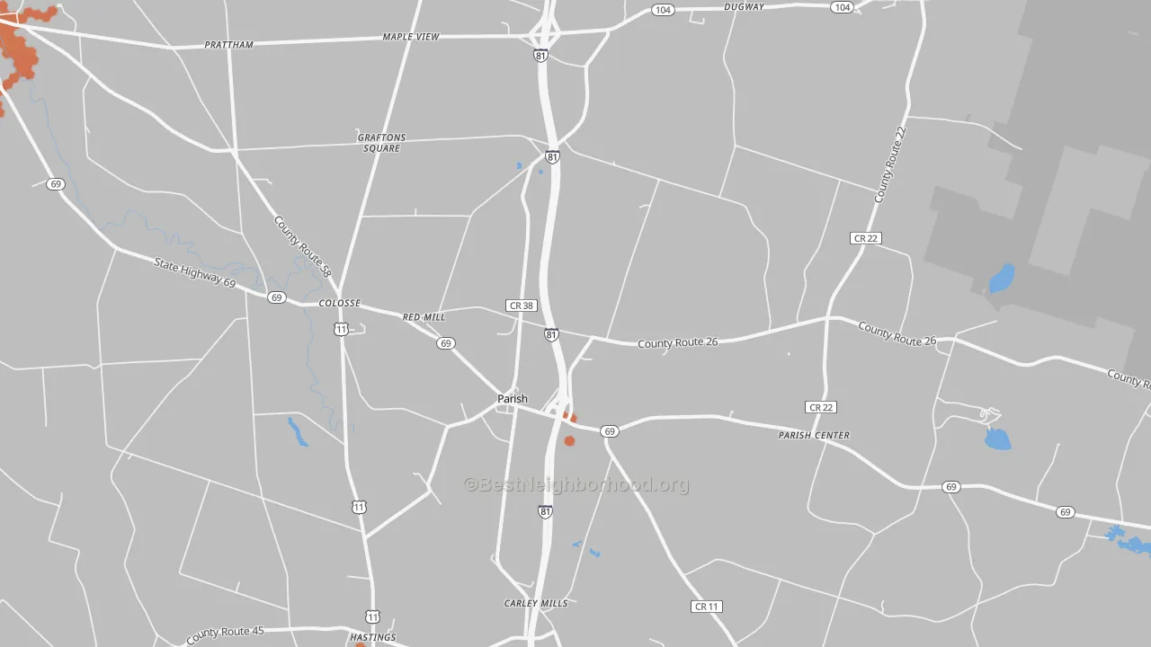 Bike Grade map of 13131, NY