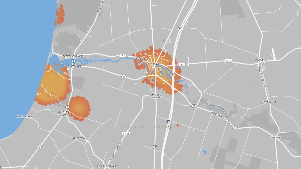Bike Grade map of 13142, NY