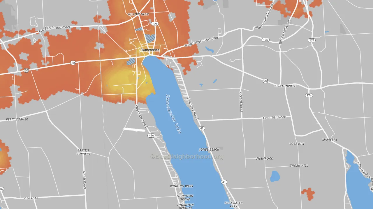 Bike Grade map of 13152, NY