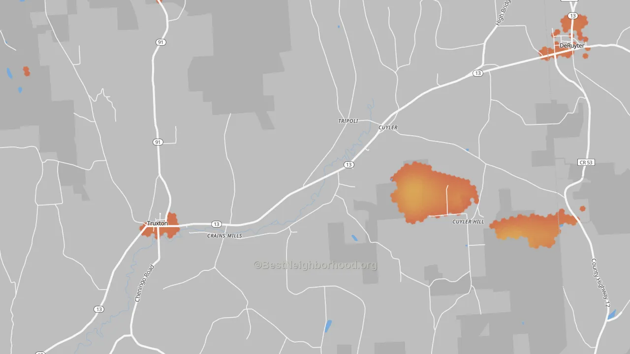 Bike Grade map of 13158, NY