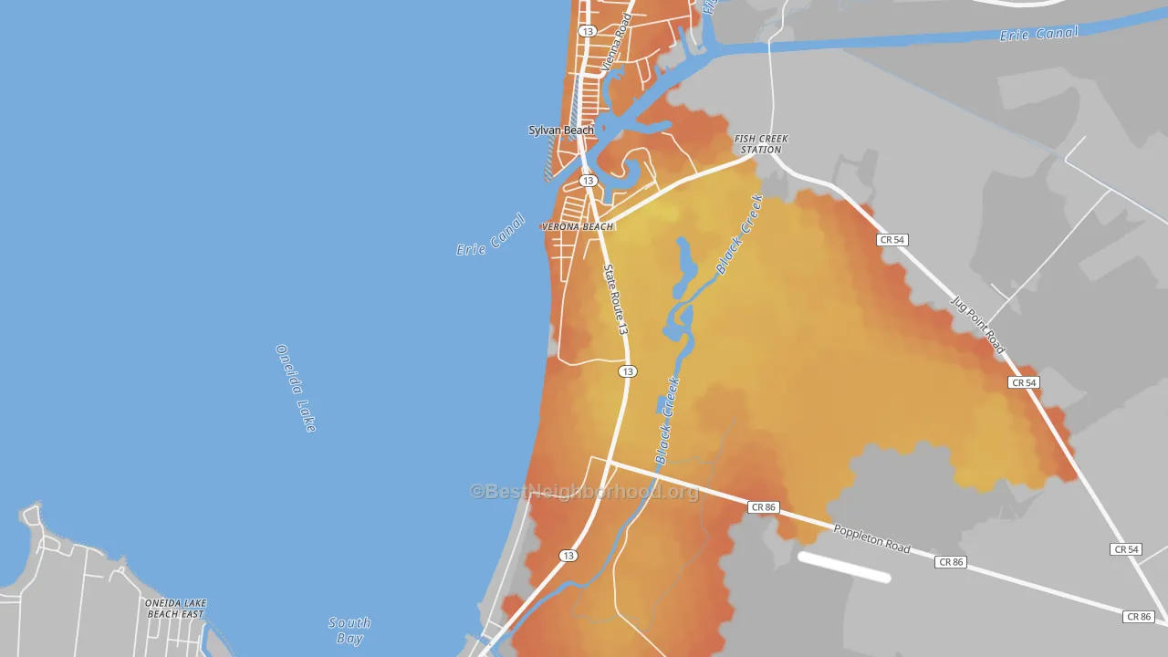 Bike Grade map of 13162, NY