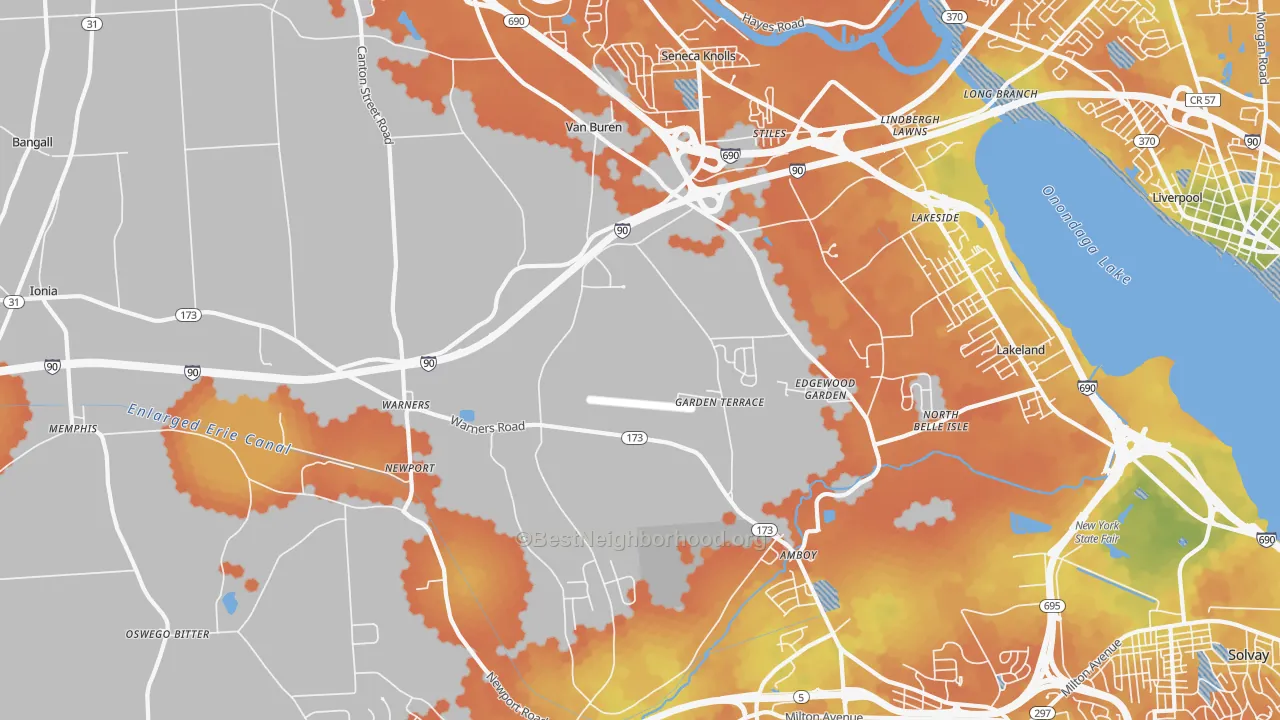 Bike Grade map of 13164, NY