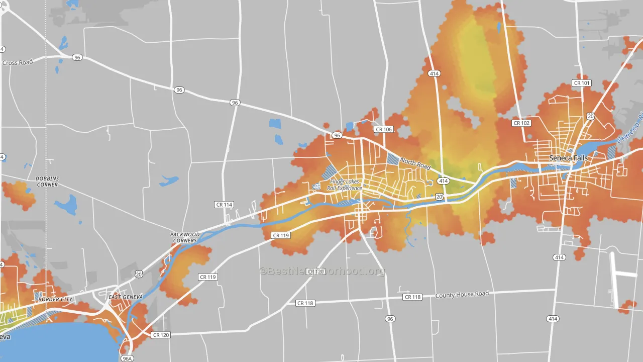 Bike Grade map of 13165, NY
