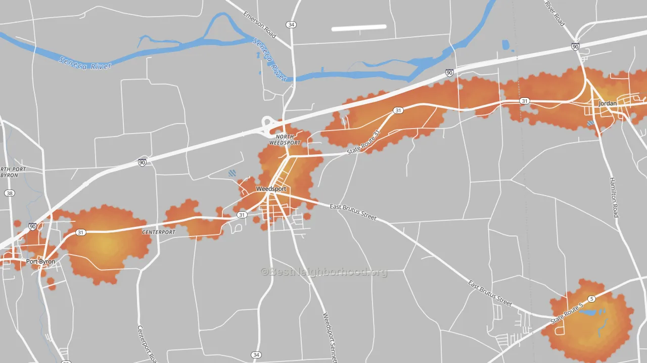 Bike Grade map of 13166, NY