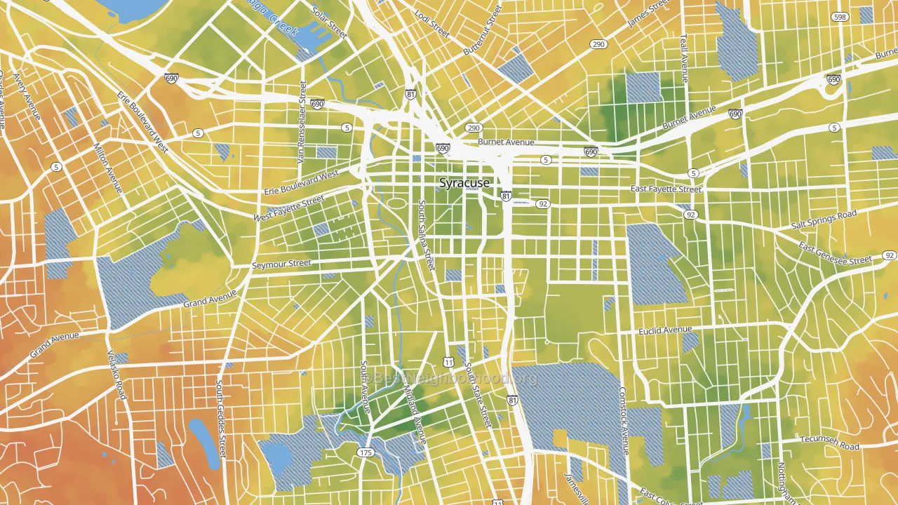 Bike Grade map of 13202, NY