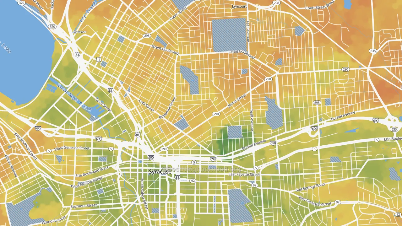 Bike Grade map of 13203, NY