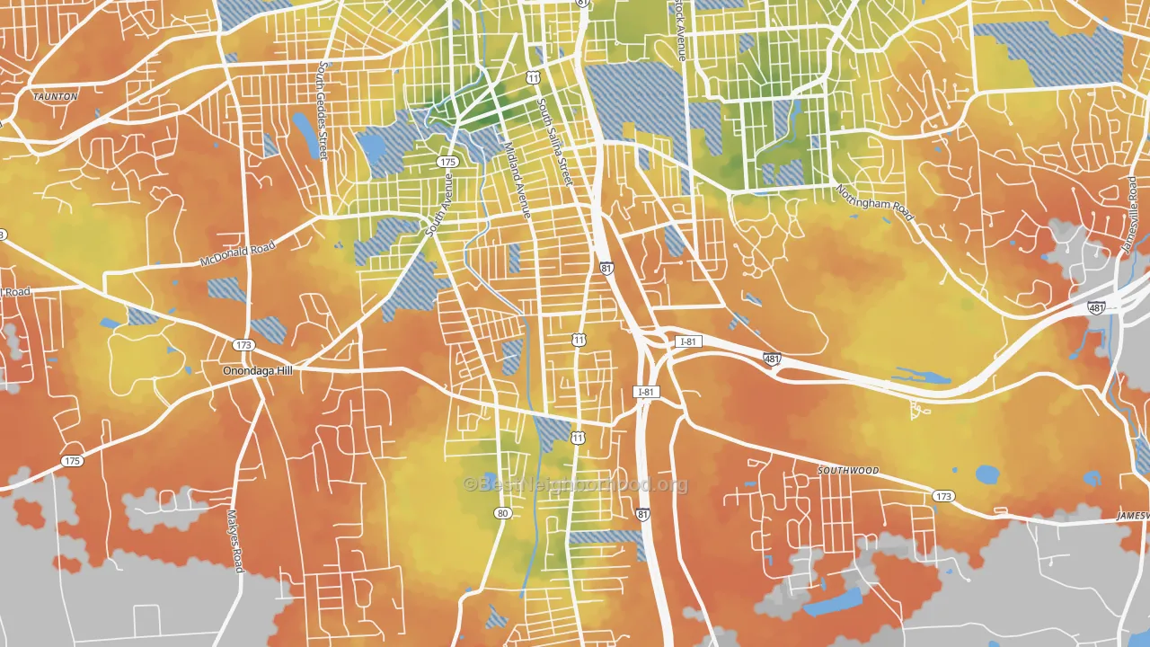 Bike Grade map of 13205, NY
