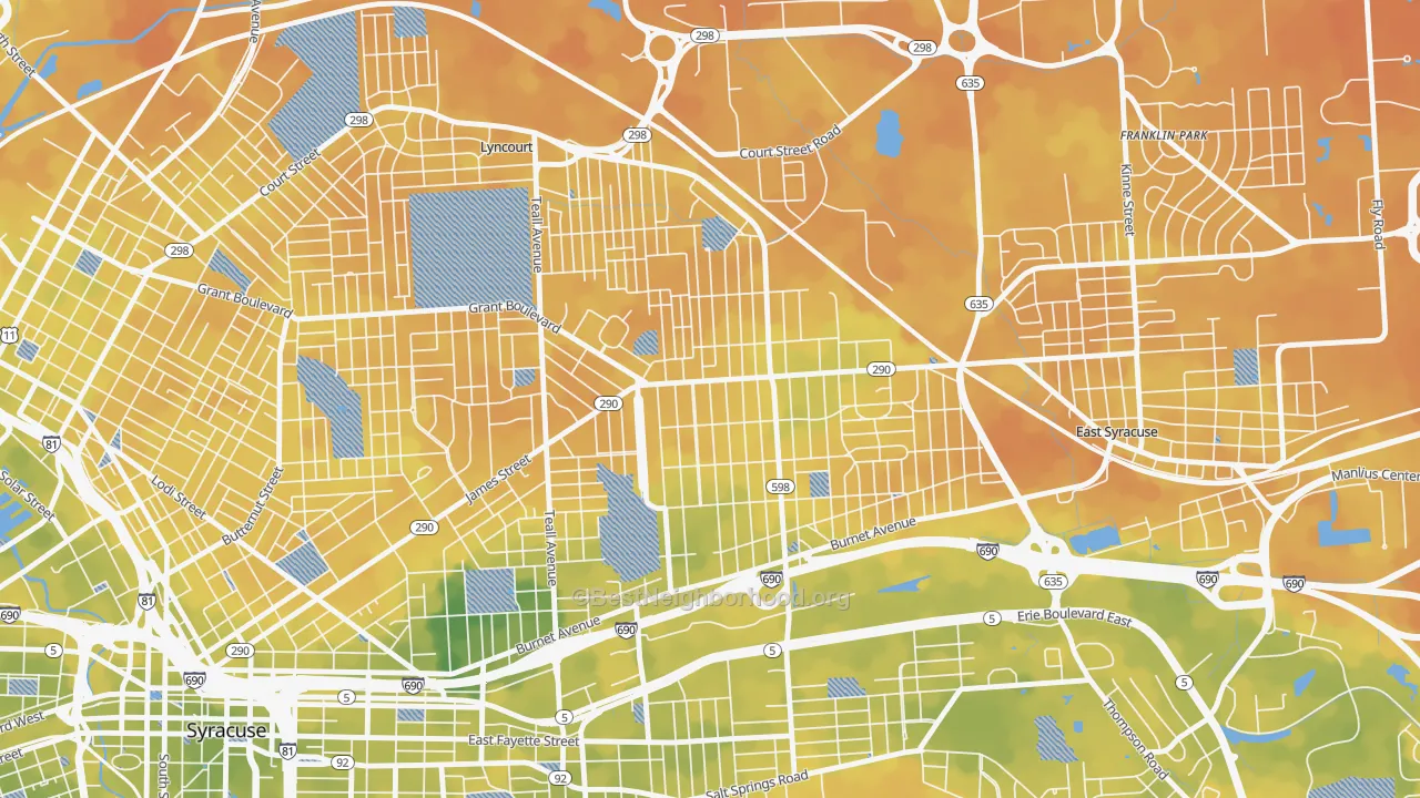 Bike Grade map of 13206, NY