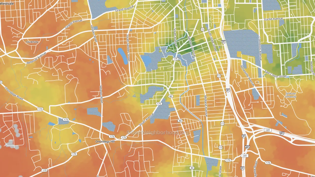 Bike Grade map of 13207, NY