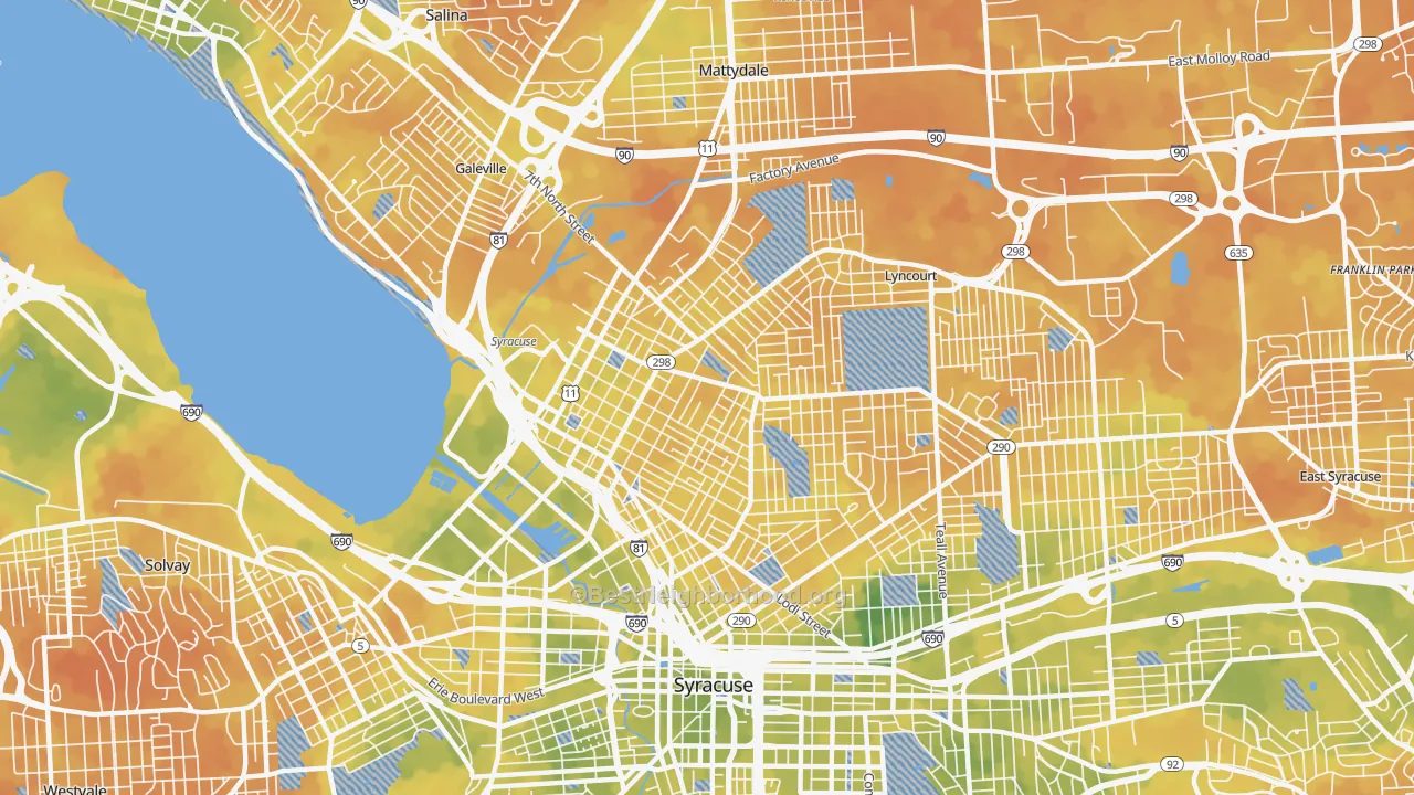 Bike Grade map of 13208, NY
