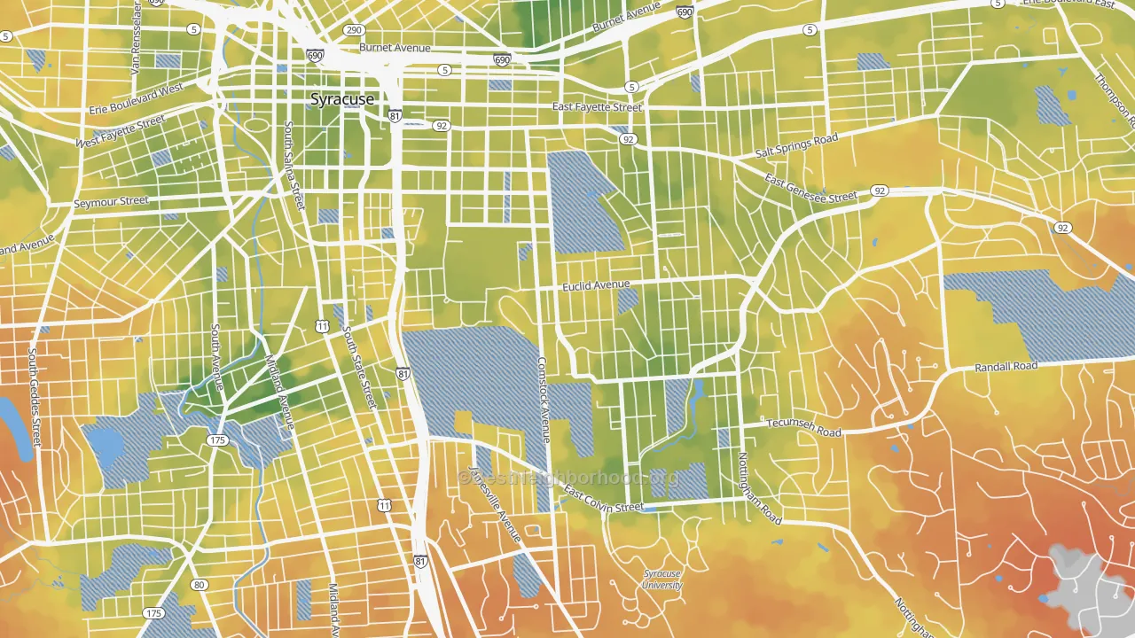 Bike Grade map of 13210, NY