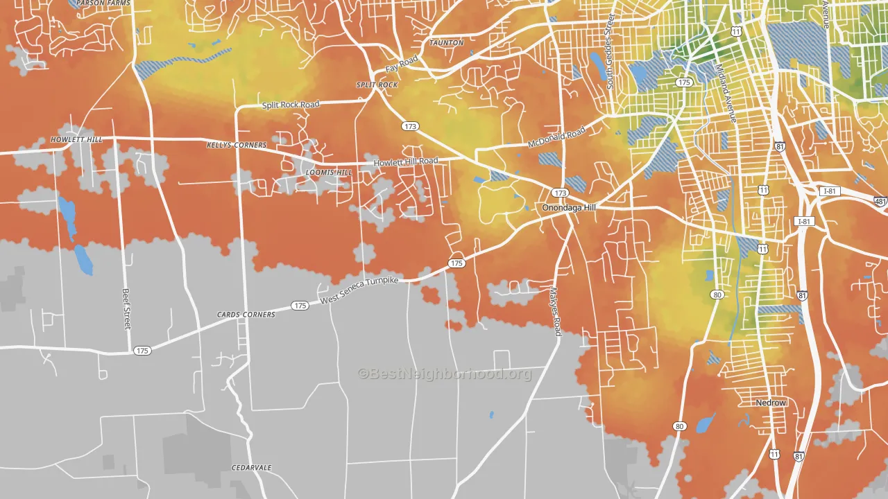 Bike Grade map of 13215, NY