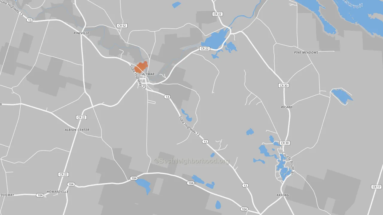 Bike Grade map of 13302, NY