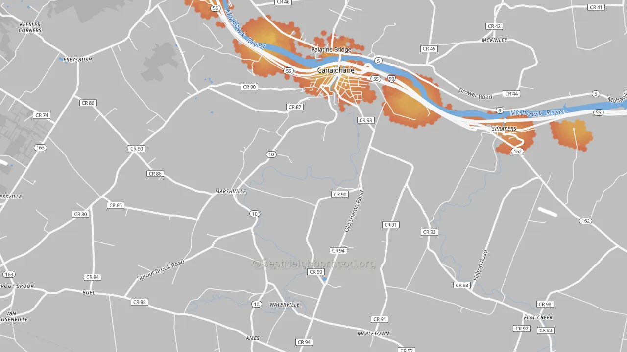 Bike Grade map of 13317, NY