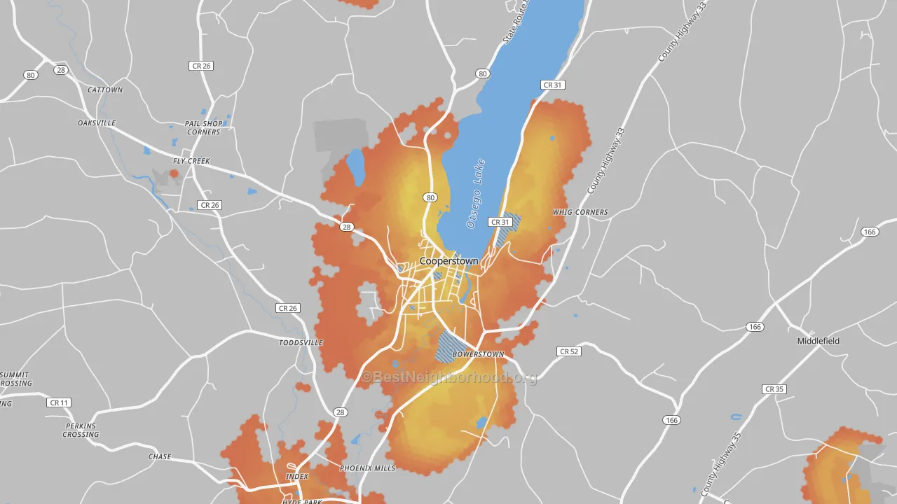 Bike Grade map of 13326, NY