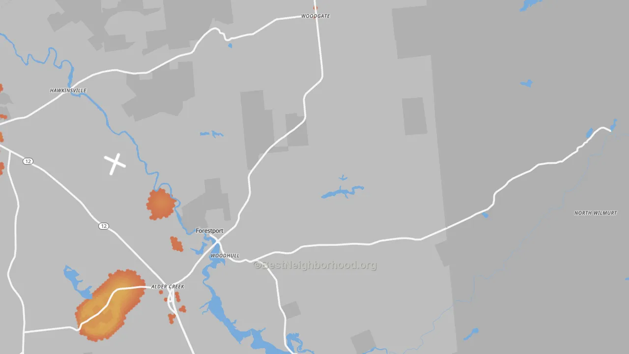 Bike Grade map of 13338, NY