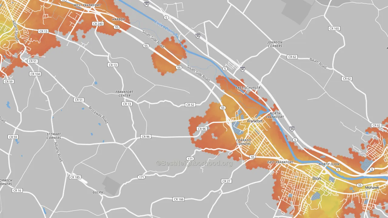 Bike Grade map of 13340, NY