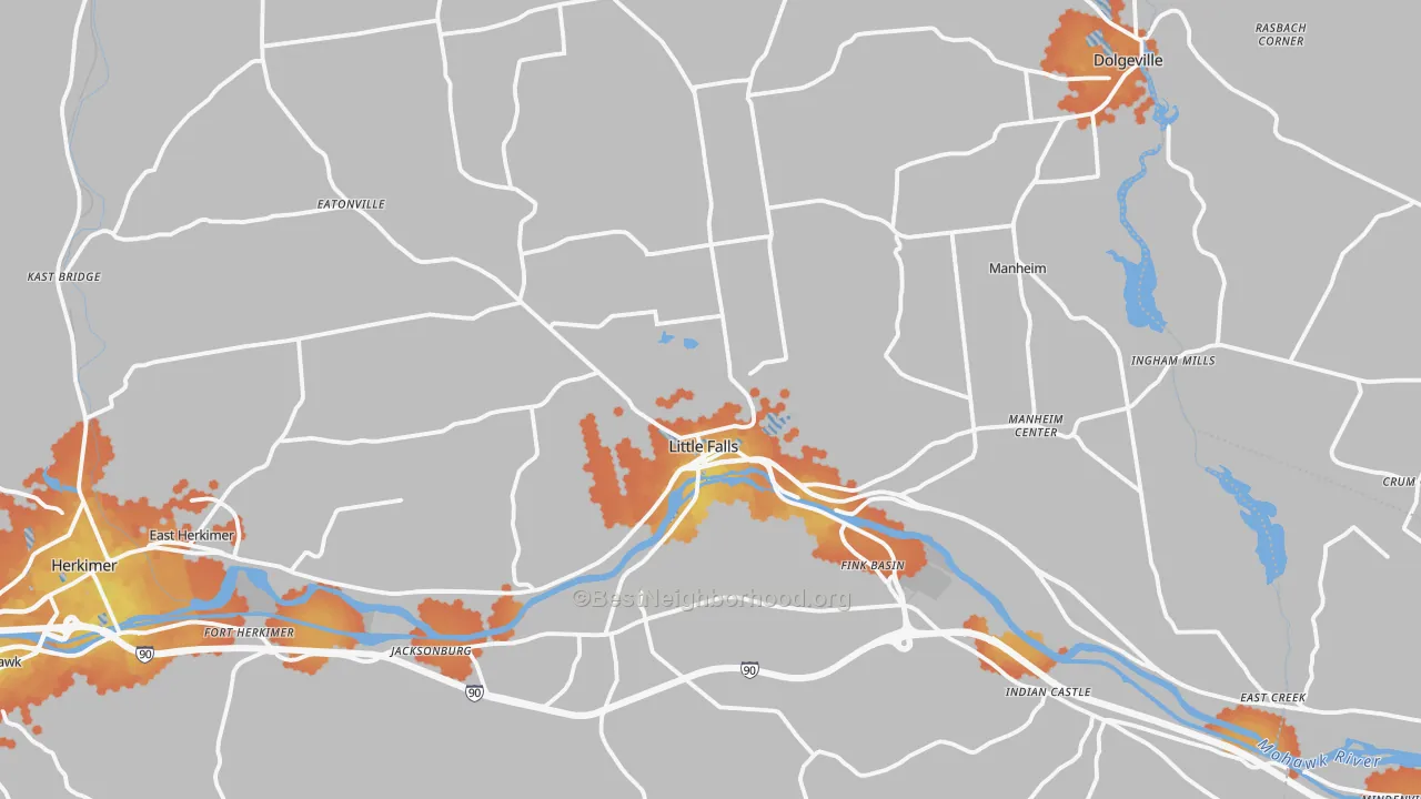 Bike Grade map of 13365, NY