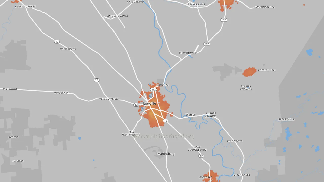 Bike Grade map of 13367, NY