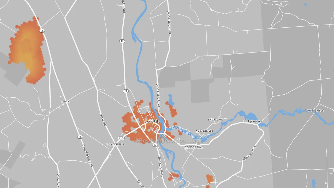 Bike Grade map of 13368, NY