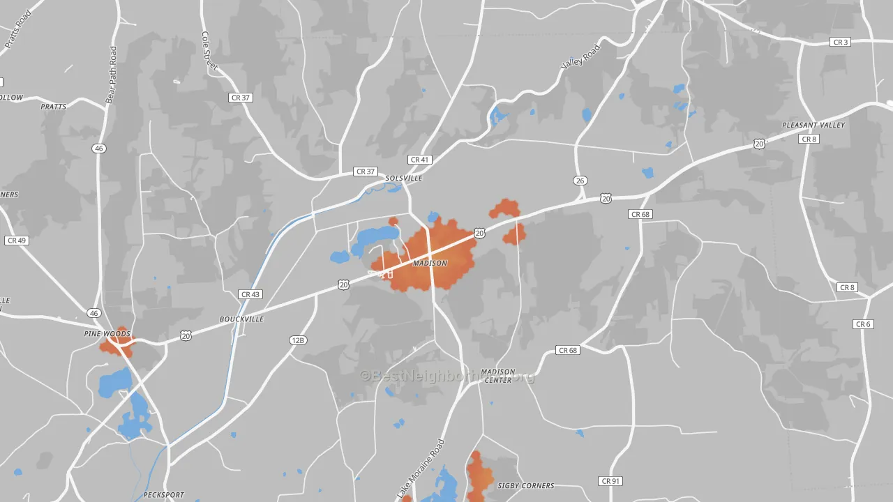 Bike Grade map of 13402, NY
