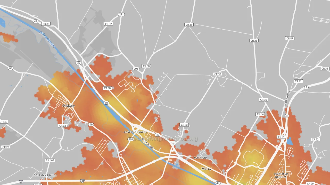 Bike Grade map of 13403, NY