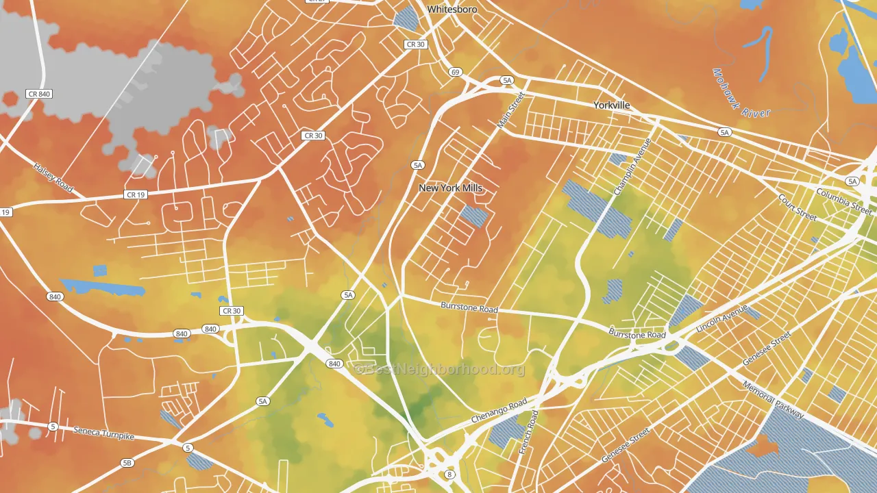 Bike Grade map of 13417, NY