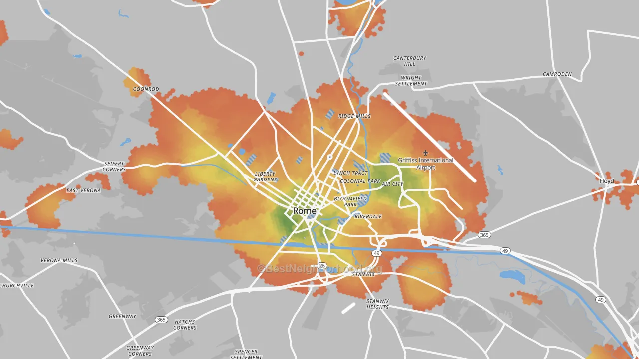 Bike Grade map of 13440, NY