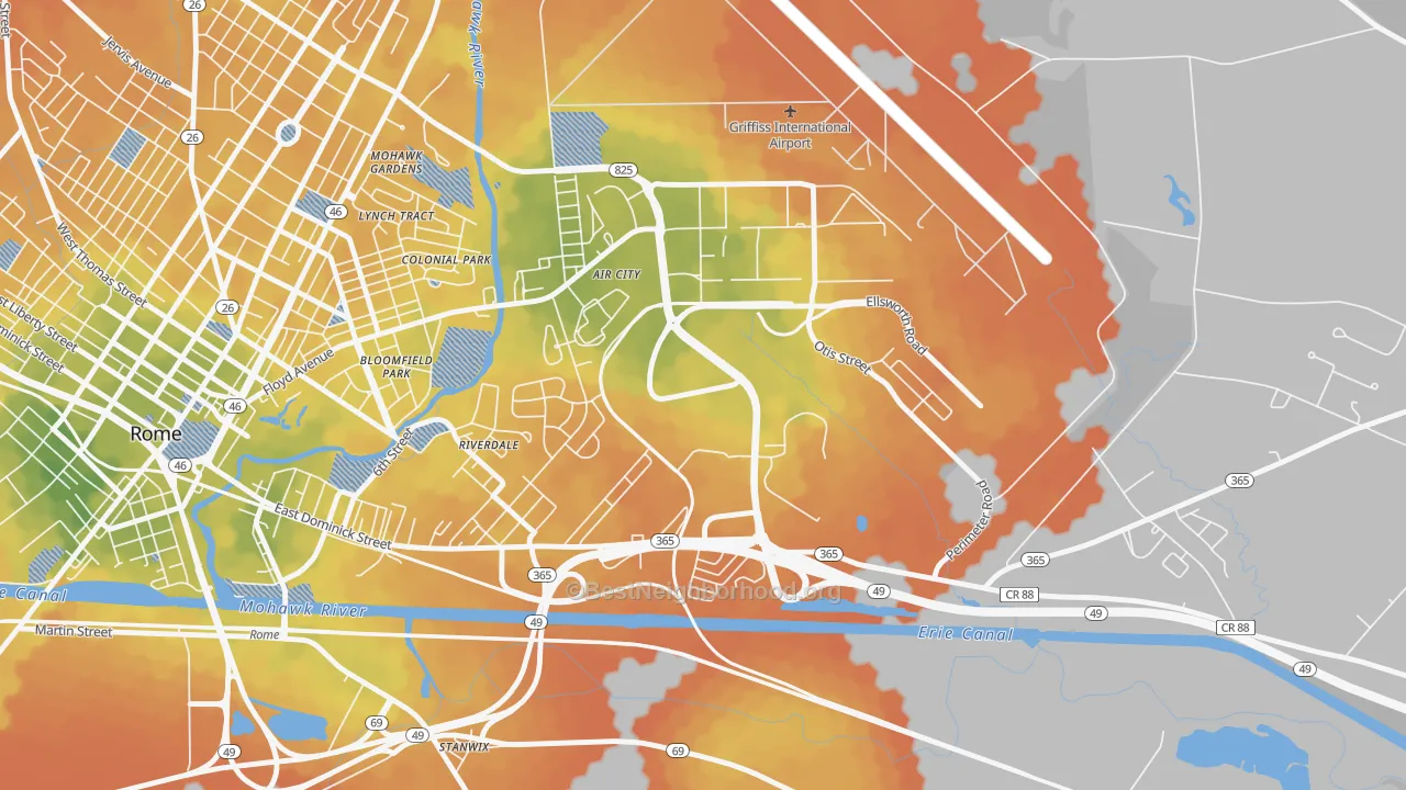 Bike Grade map of 13441, NY