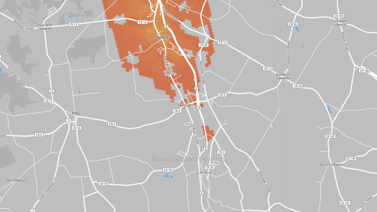 Bike Grade map of 13456, NY