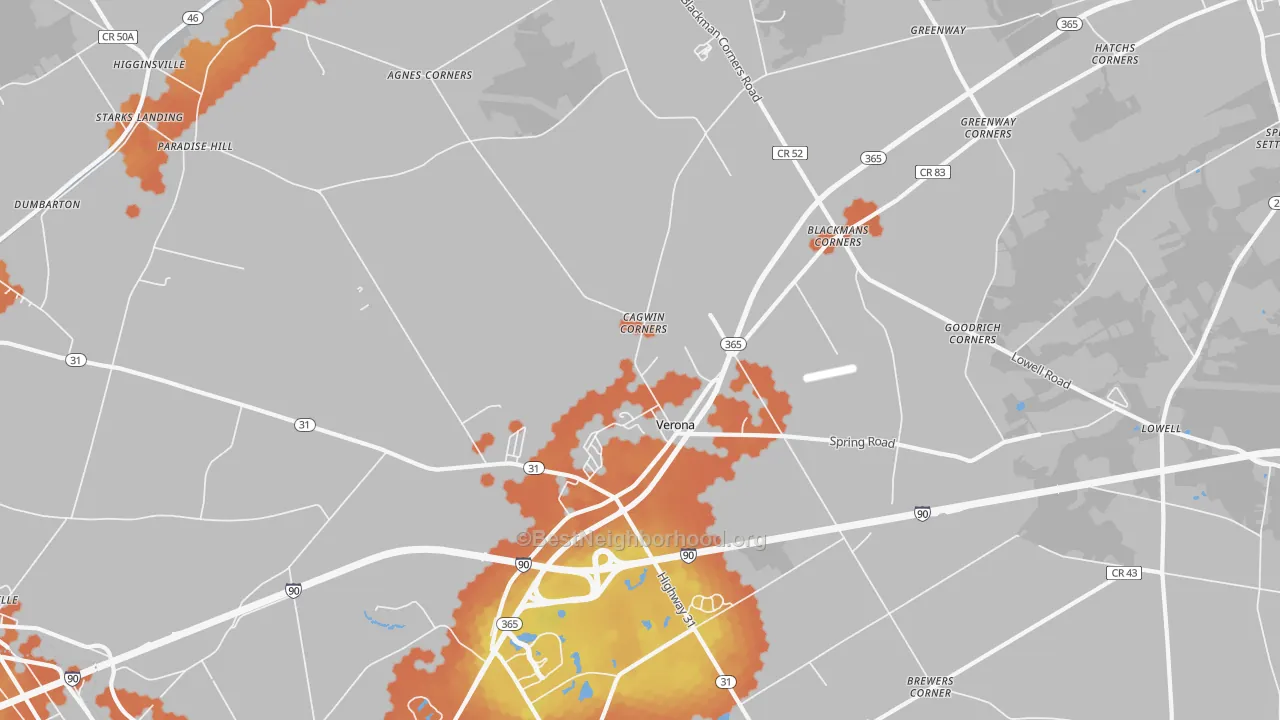 Bike Grade map of 13478, NY