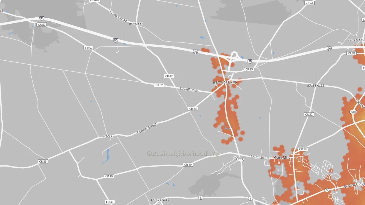 Bike Grade map of 13490, NY