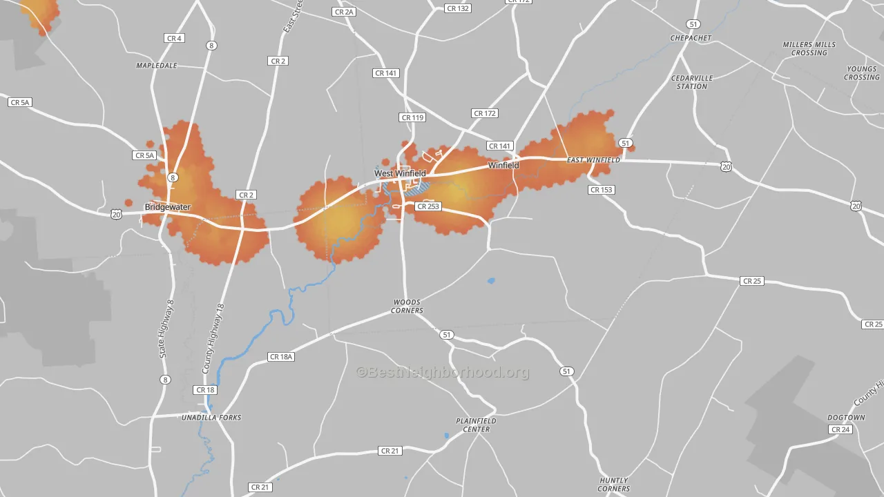 Bike Grade map of 13491, NY