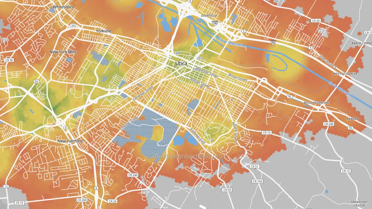 Bike Grade map of 13501, NY
